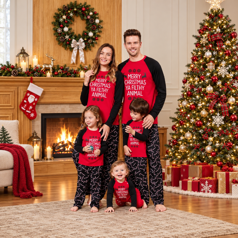 Pyjama de Noël assorti à toute la famille - Message de Noël impertinent