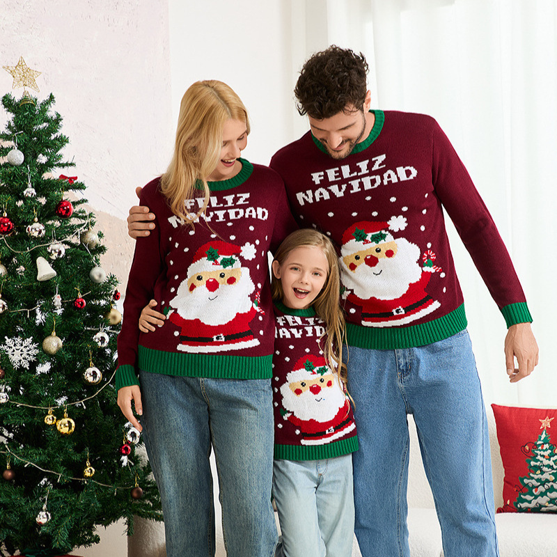 Kersttrui in familiestijl - Kerstman met kerstgroet