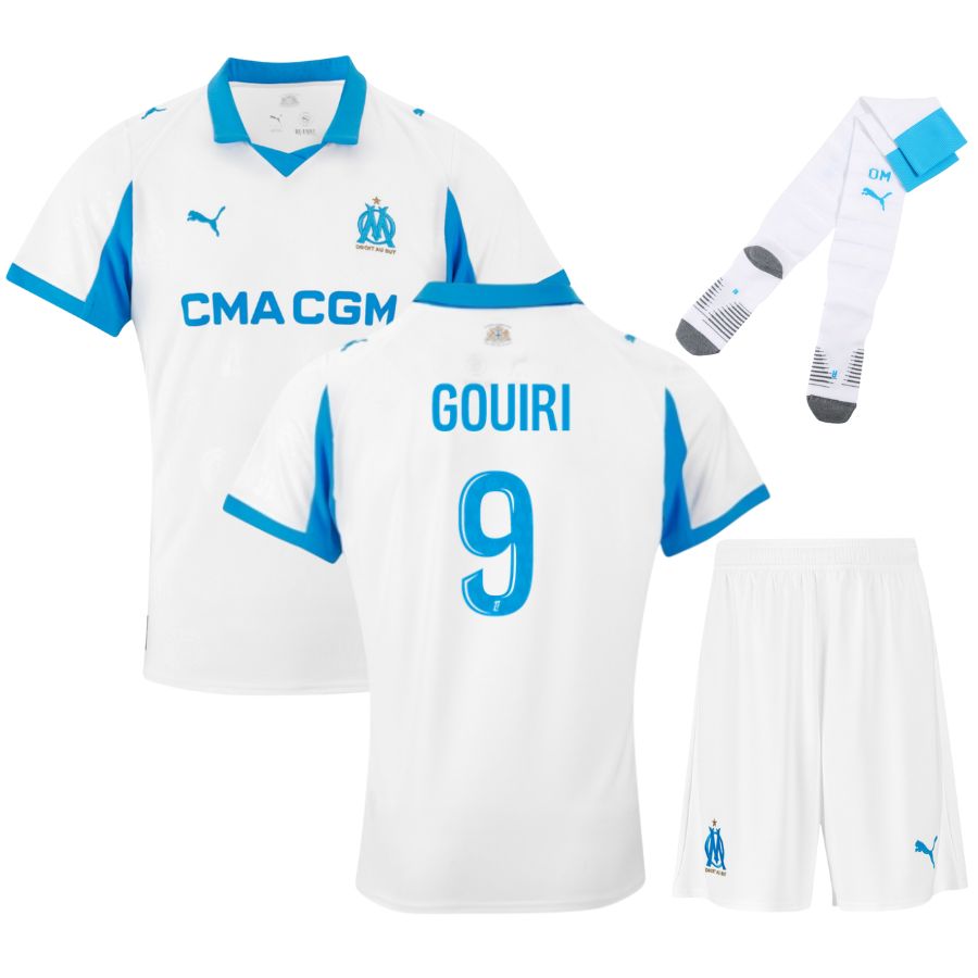 Ensemble maillot domicile enfant de l'Olympique de Marseille 2025/26