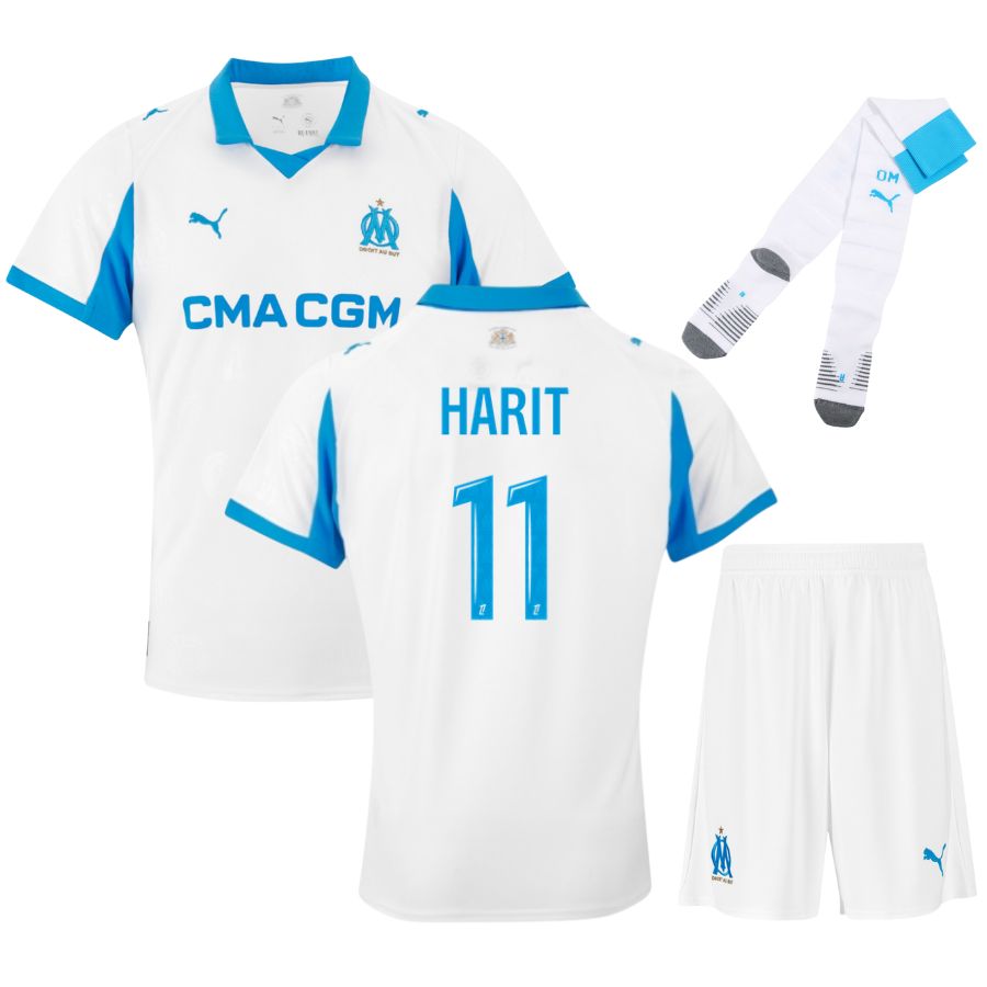 Ensemble maillot domicile enfant de l'Olympique de Marseille 2025/26