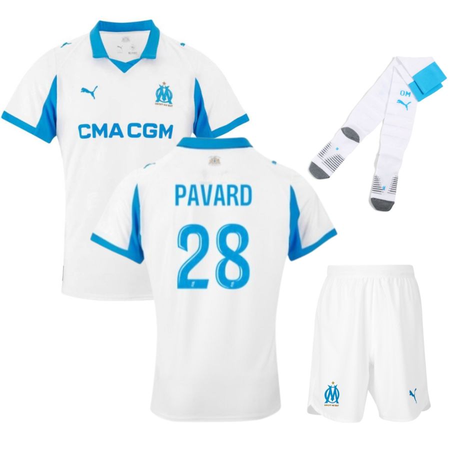 Ensemble maillot domicile enfant de l'Olympique de Marseille 2025/26