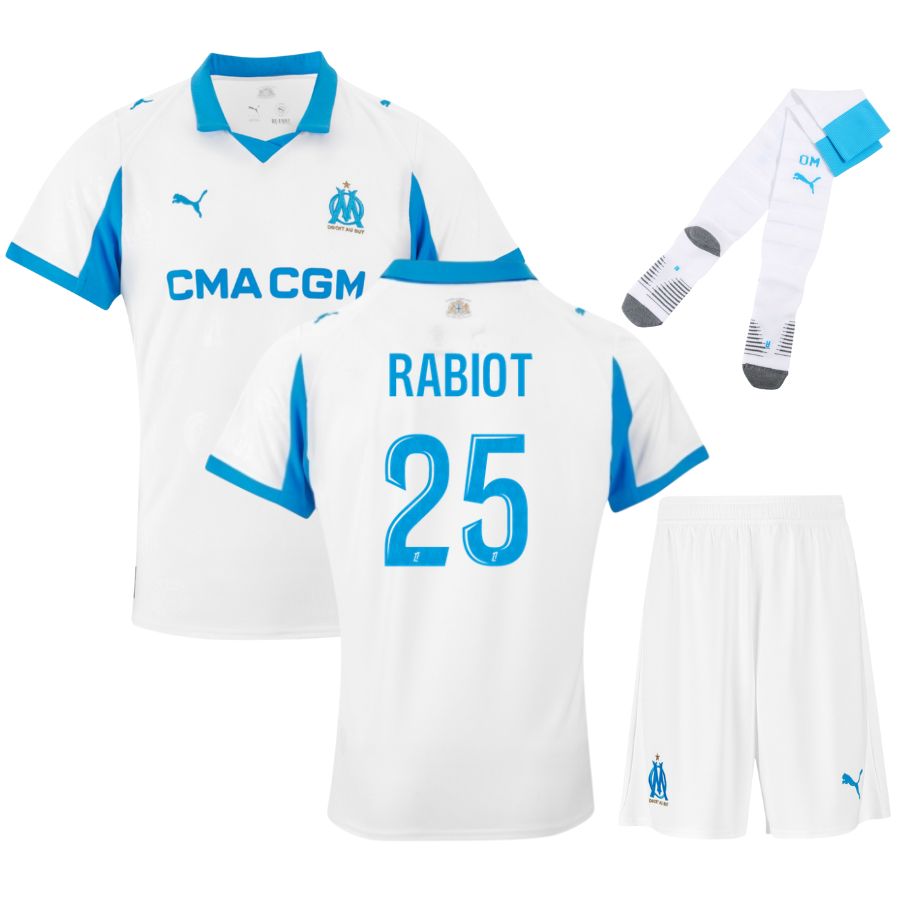 Ensemble maillot domicile enfant de l'Olympique de Marseille 2025/26