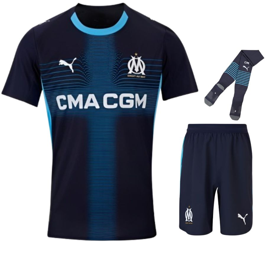 Ensemble maillot extérieur enfant de l'Olympique de Marseille 2025/26