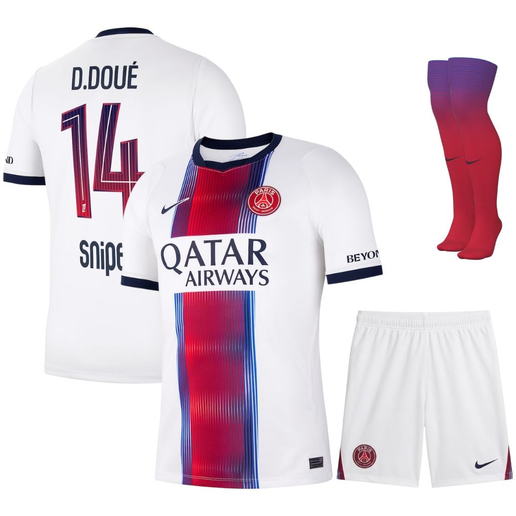 Ensemble maillot extérieur Paris Saint-Germain enfant 2026/27 – Blanc