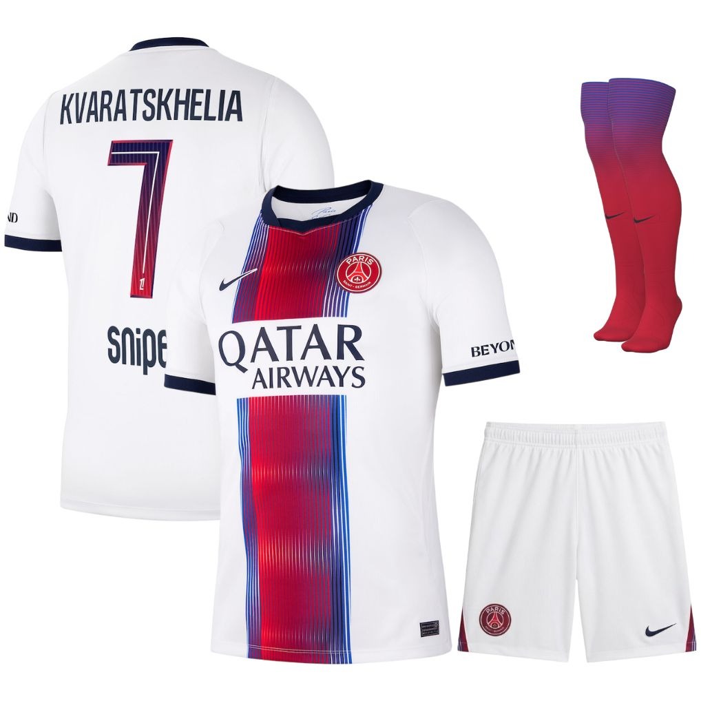 Ensemble maillot extérieur Paris Saint-Germain enfant 2026/27 – Blanc