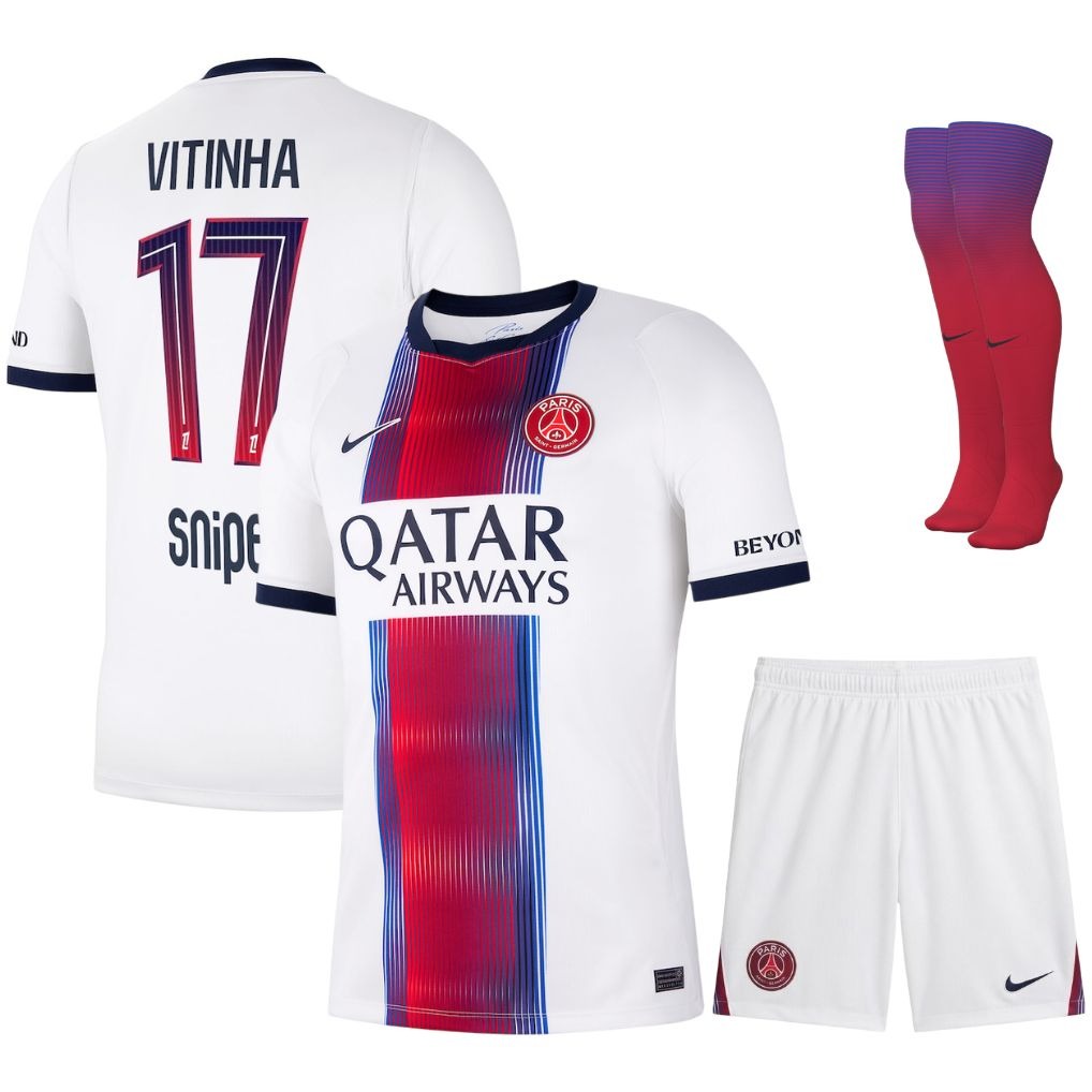 Ensemble maillot extérieur Paris Saint-Germain enfant 2026/27 – Blanc