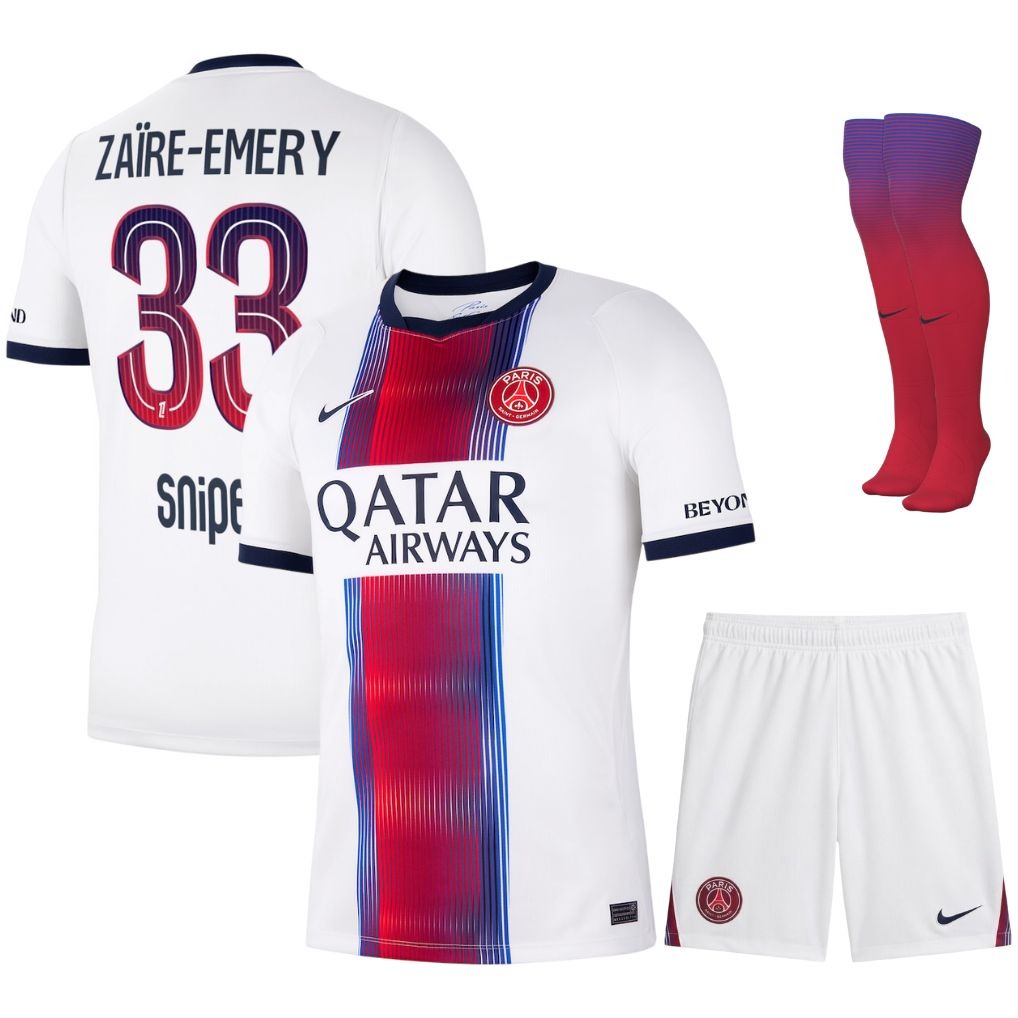 Paris Saint-Germain Auswärtstrikot-Set Kinder 2026/27 – Zaïre-Emery – Weiß