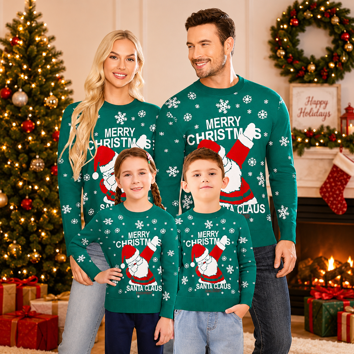 Weihnachtspullover im Familienlook – Fröhlicher Weihnachtsmann