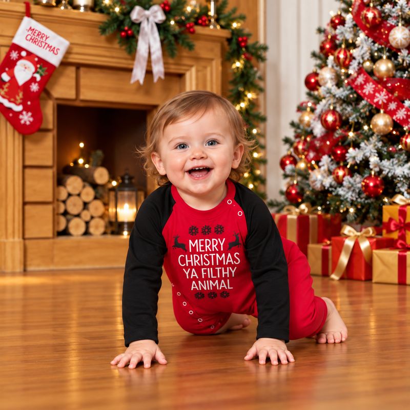 Pyjama de Noël assorti à toute la famille - Message de Noël impertinent
