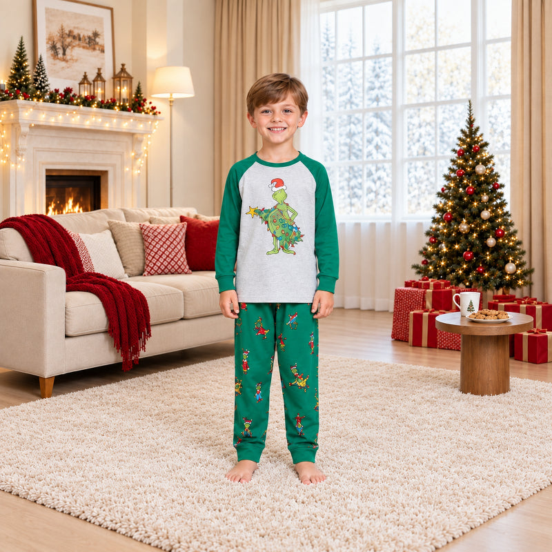 Weihnachtspyjama im Familienlook – Frecher Grinch