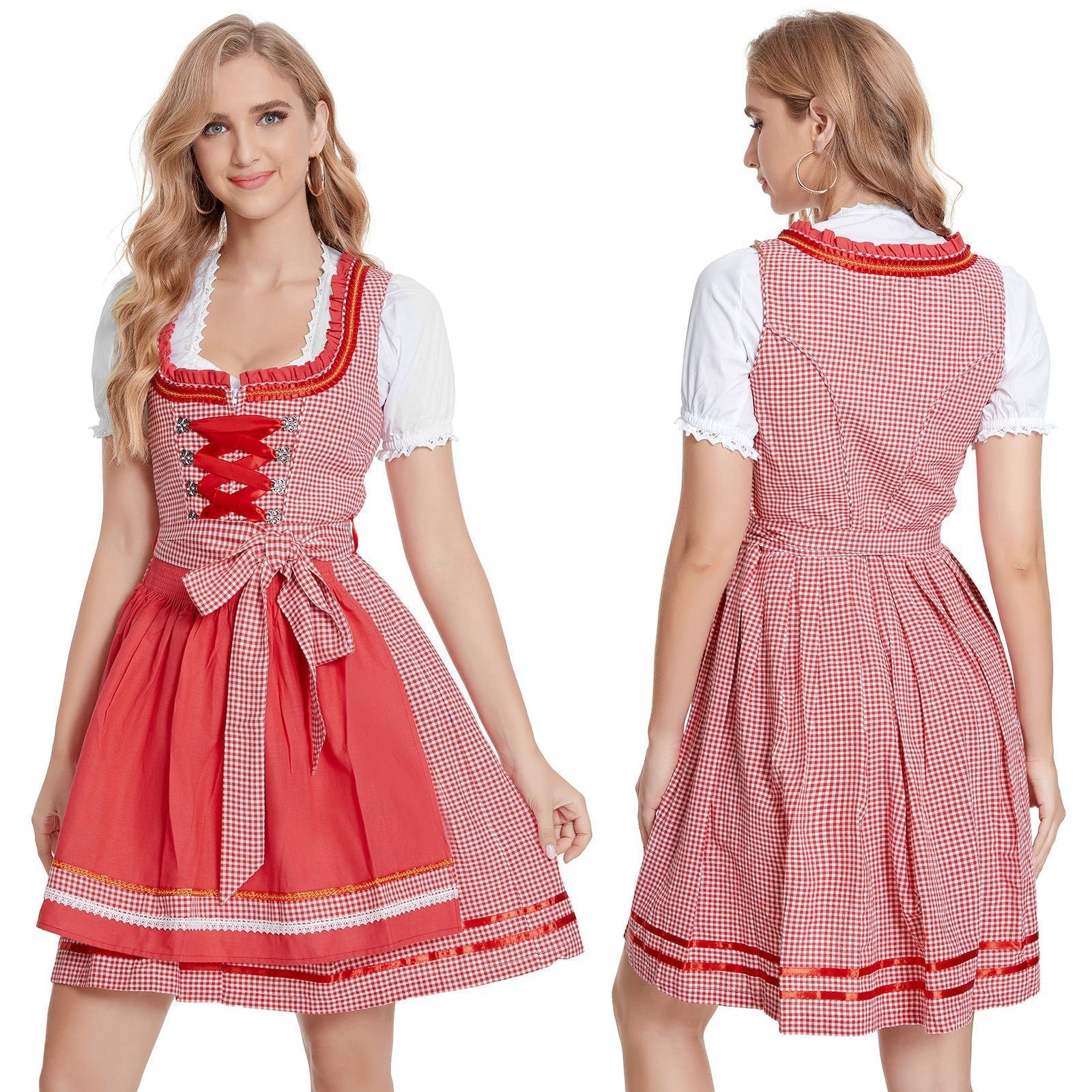 Trachten-Dirndl für Damen mit Schnürung und Herzstickerei
