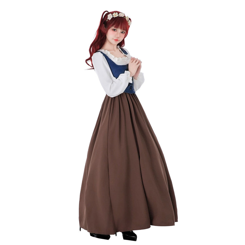 Dirndlkleid für Damen mit Schnürmieder und Rüschenärmeln