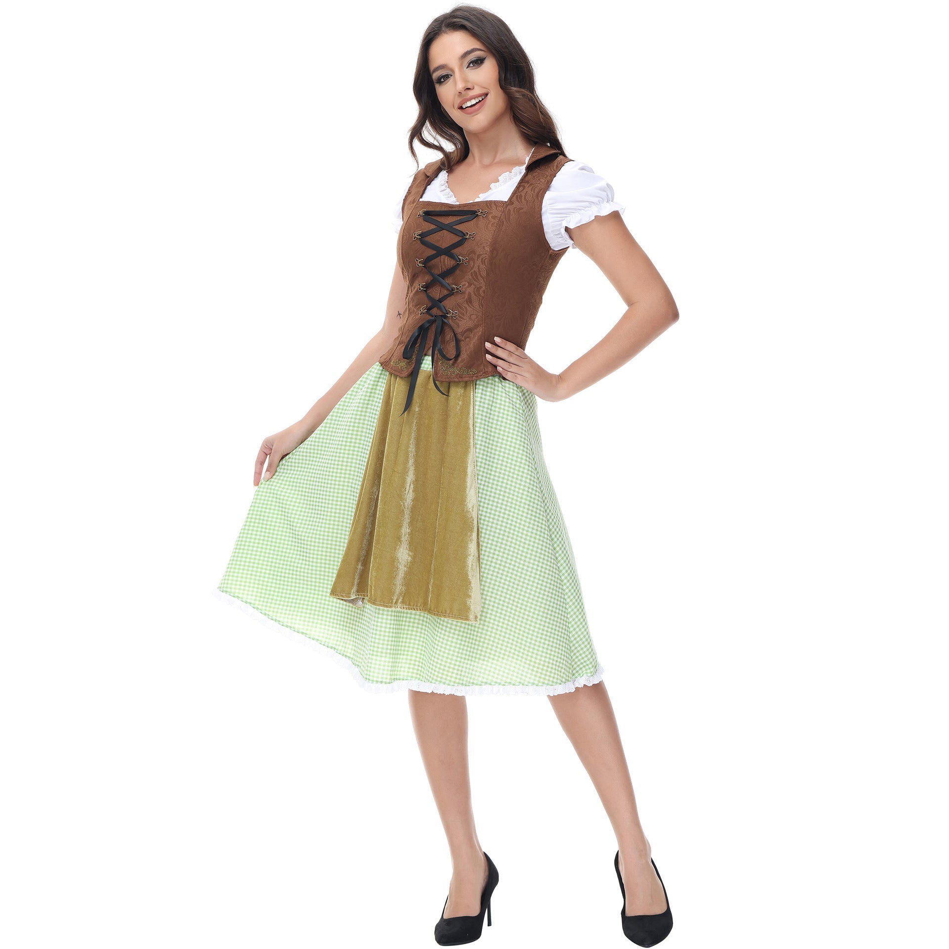 Trachtenkleid für Damen mit Rüschen und Schnürung
