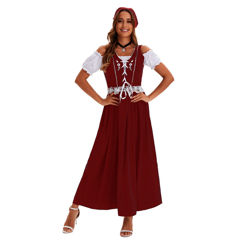 Dirndlkleid für Damen in kurzer Ausführung mit Spitzen-Schürze