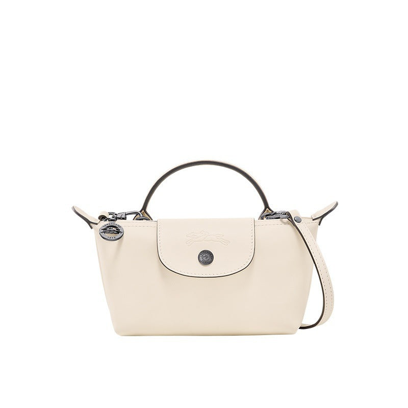 LONGCHAMP MINI-LÆRTASKE - CREME