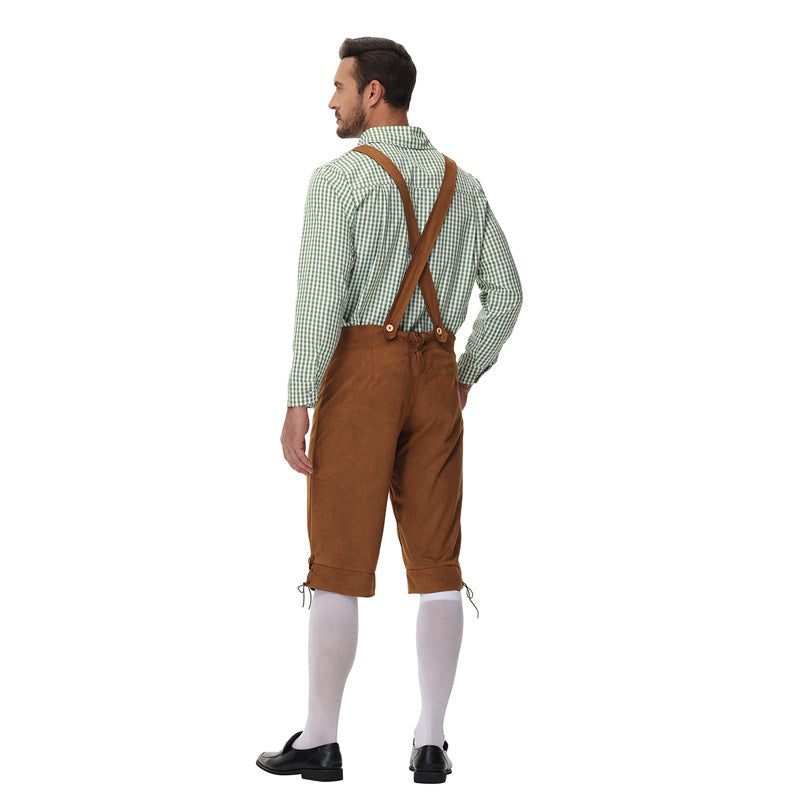 Trachtenlederhose für Herren mit Hosenträgern und Stickereien