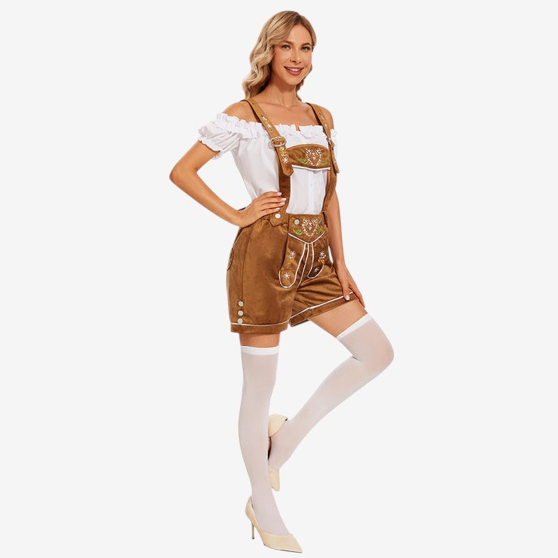 Trachtenshorts für Damen mit Stickerei und Trägern