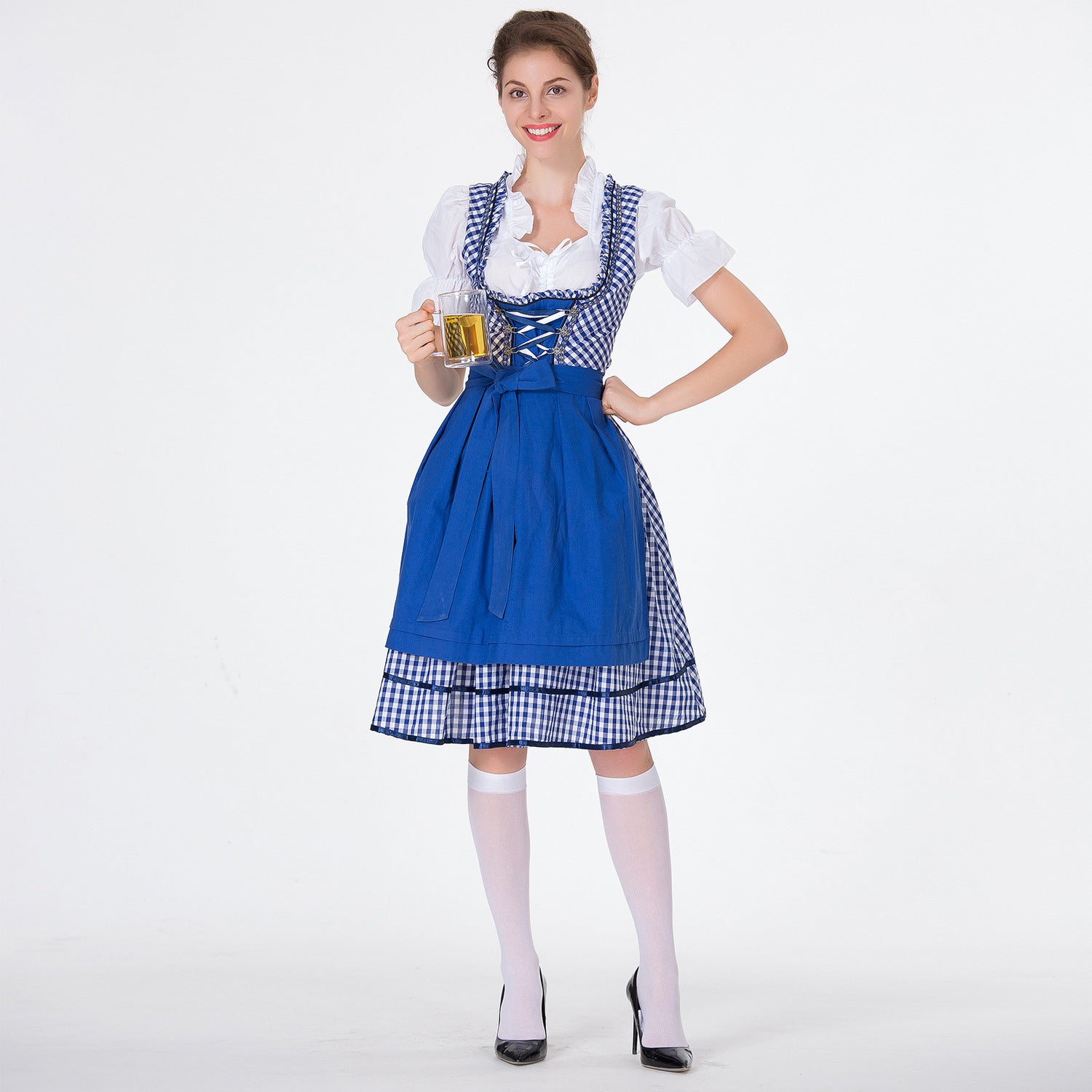 Dirndlkleid für Damen mit geraffter Schürze