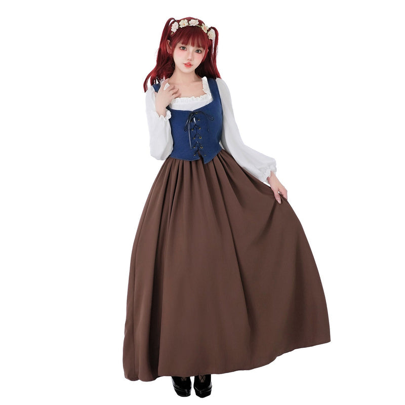Dirndlkleid für Damen mit Schnürmieder und Rüschenärmeln