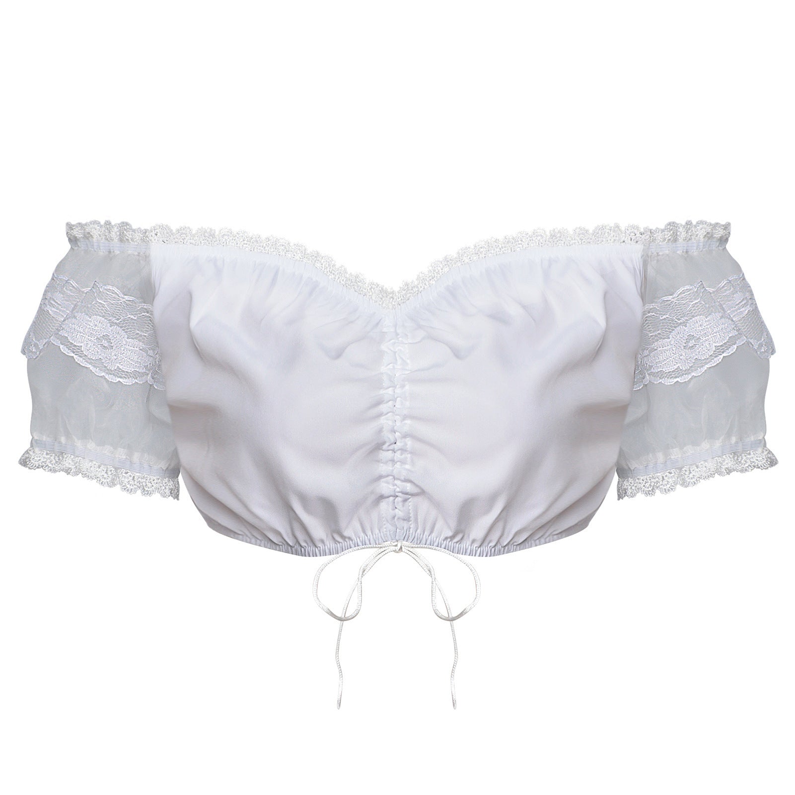 Spitzenbolero-Bluse für Damen mit Stehkragen