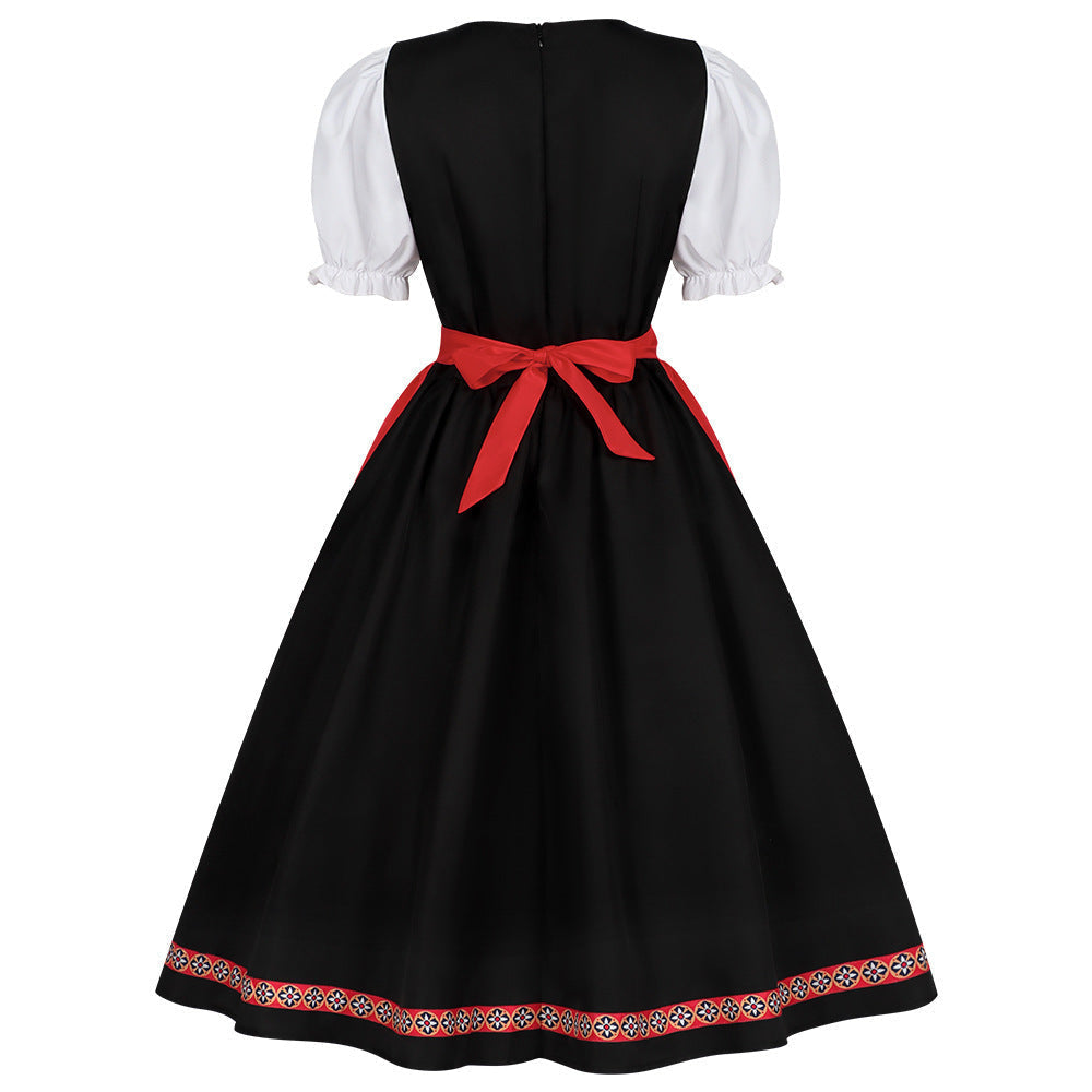 Dirndl-kjole til kvinder med broderet liv og pufærmer
