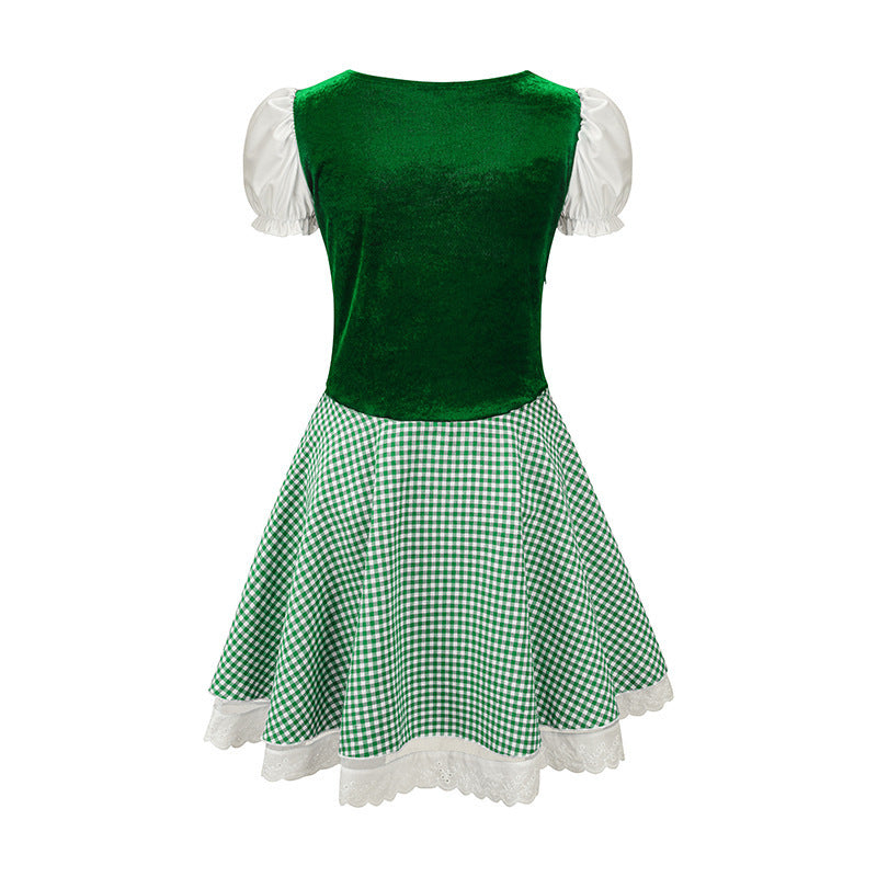 Mini-dirndl til kvinder med pufærmer og snørelukning