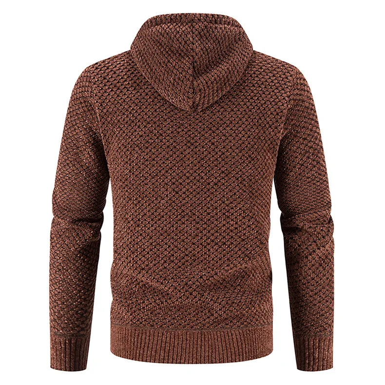 Herren Strickjacke – Fleecegefütterte Winterjacke mit Reißverschluss