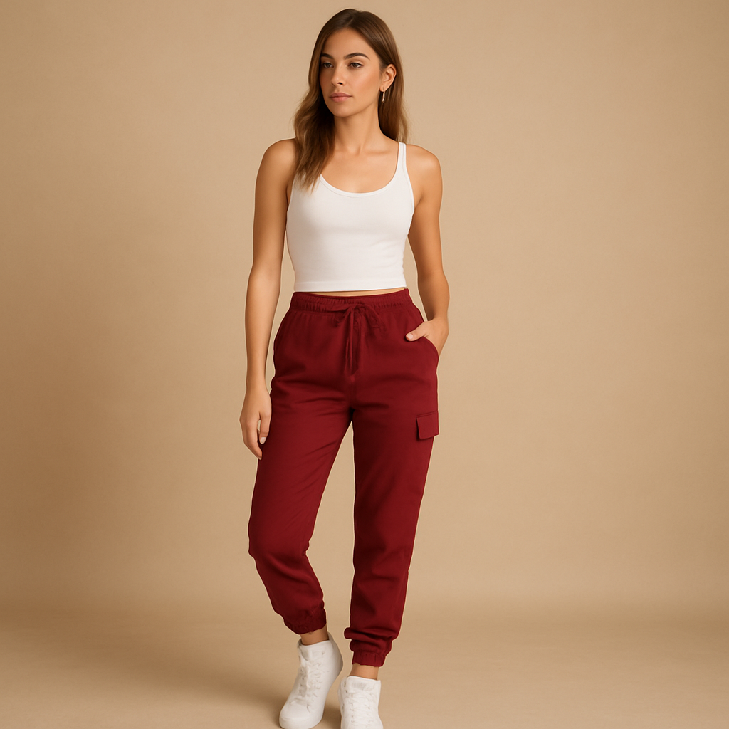Damen Hochgeschnittene Slim Cargo-Hosen