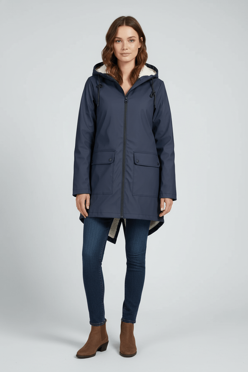 Damen Kapuzen-Trenchcoat | Wasserabweisender, mittellanger Mantel mit taillierter Passform