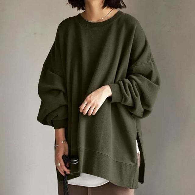 Damen Oversized Pullover – Rundhalsausschnitt Lässige Strickware