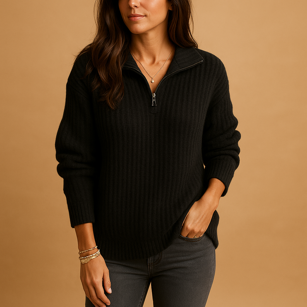 Damen-Half-Zip-Pullover mit tailliertem Schnitt