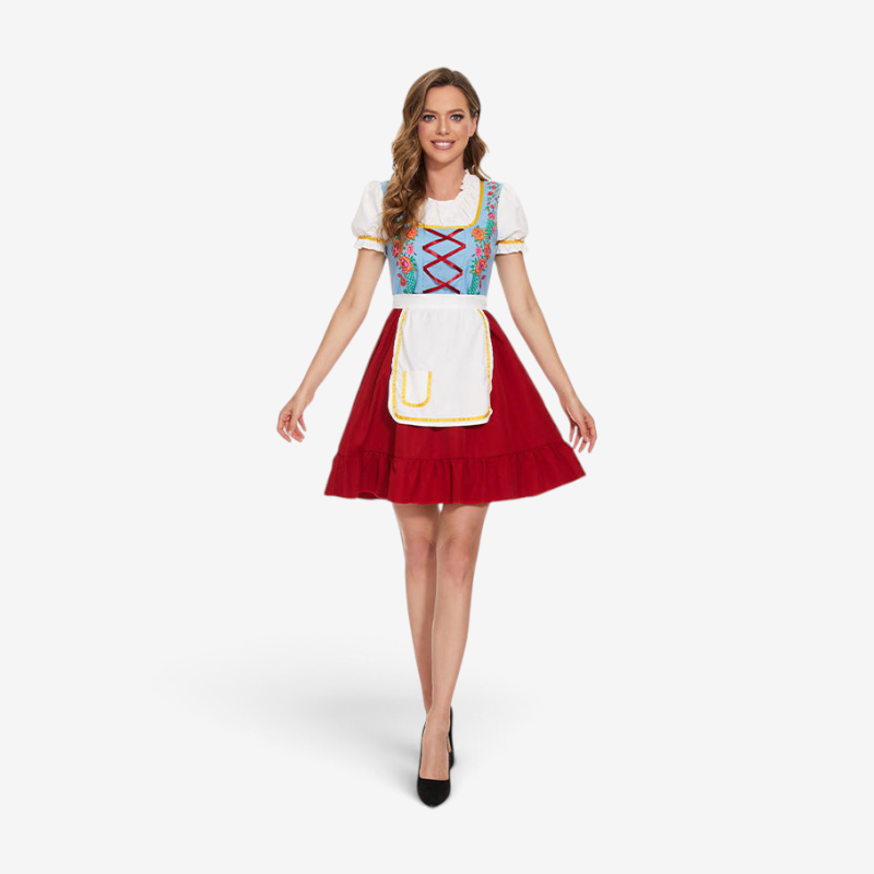 Traditional costume dress for women with ruffles and apron