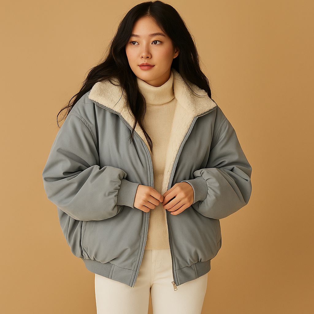 Damen Kurzer Wintermantel mit Kapuze – Warm & Stilvoll