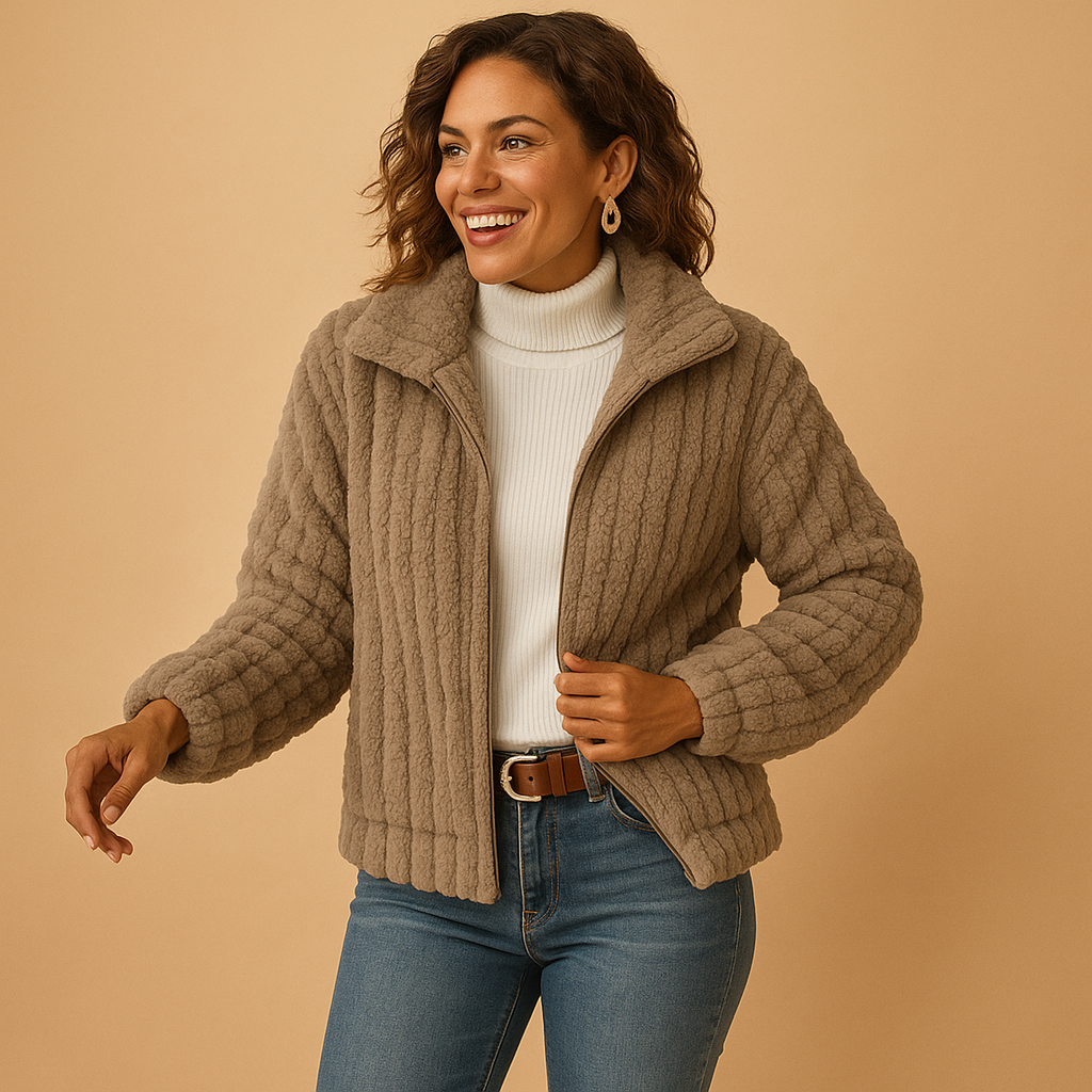 Damen Lange Fleecejacke mit Stehkragen – Wärme trifft auf alltägliche Eleganz
