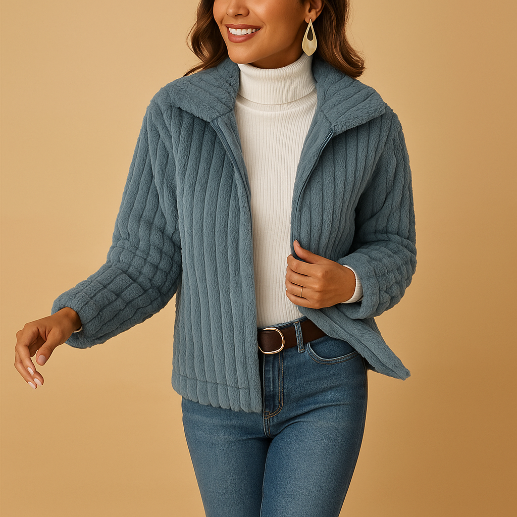 Damen Lange Fleecejacke mit Stehkragen – Wärme trifft auf alltägliche Eleganz