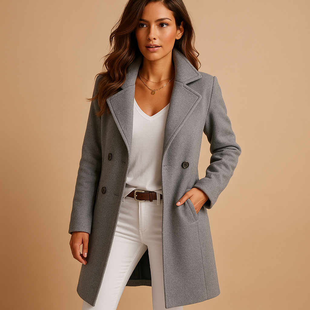 Eleganter Damen-Langmantel mit Knöpfen – Maßgeschneiderter Damenübermantel