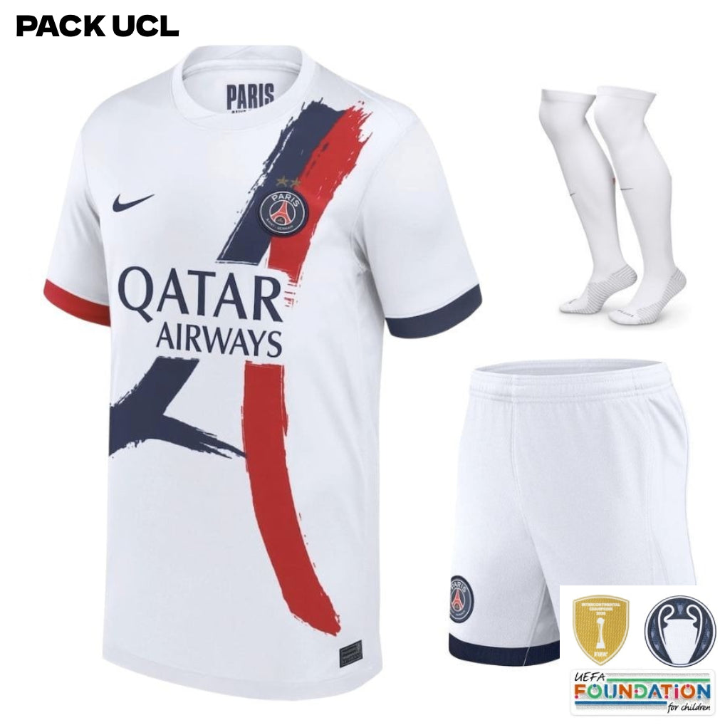 Paris Saint-Germain Auswärtstrikot-Set Kinder 2025/26 – 2 Sterne – Champions-League-Edition