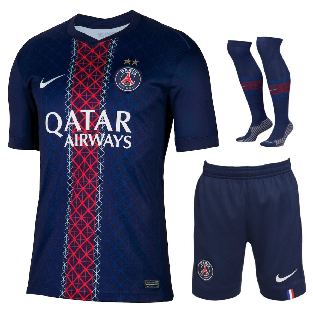 Ensemble maillot domicile Paris Saint-Germain enfant 2025/26 – 2 étoiles