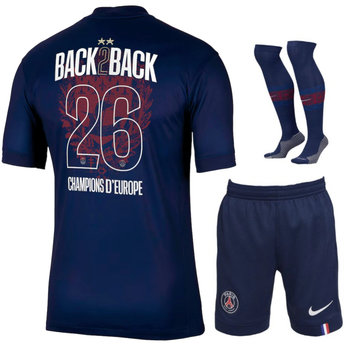 Paris Saint-Germain Heimtrikot-Set Herren 2025/26 – 2 Sterne – Doppelsieger-Edition