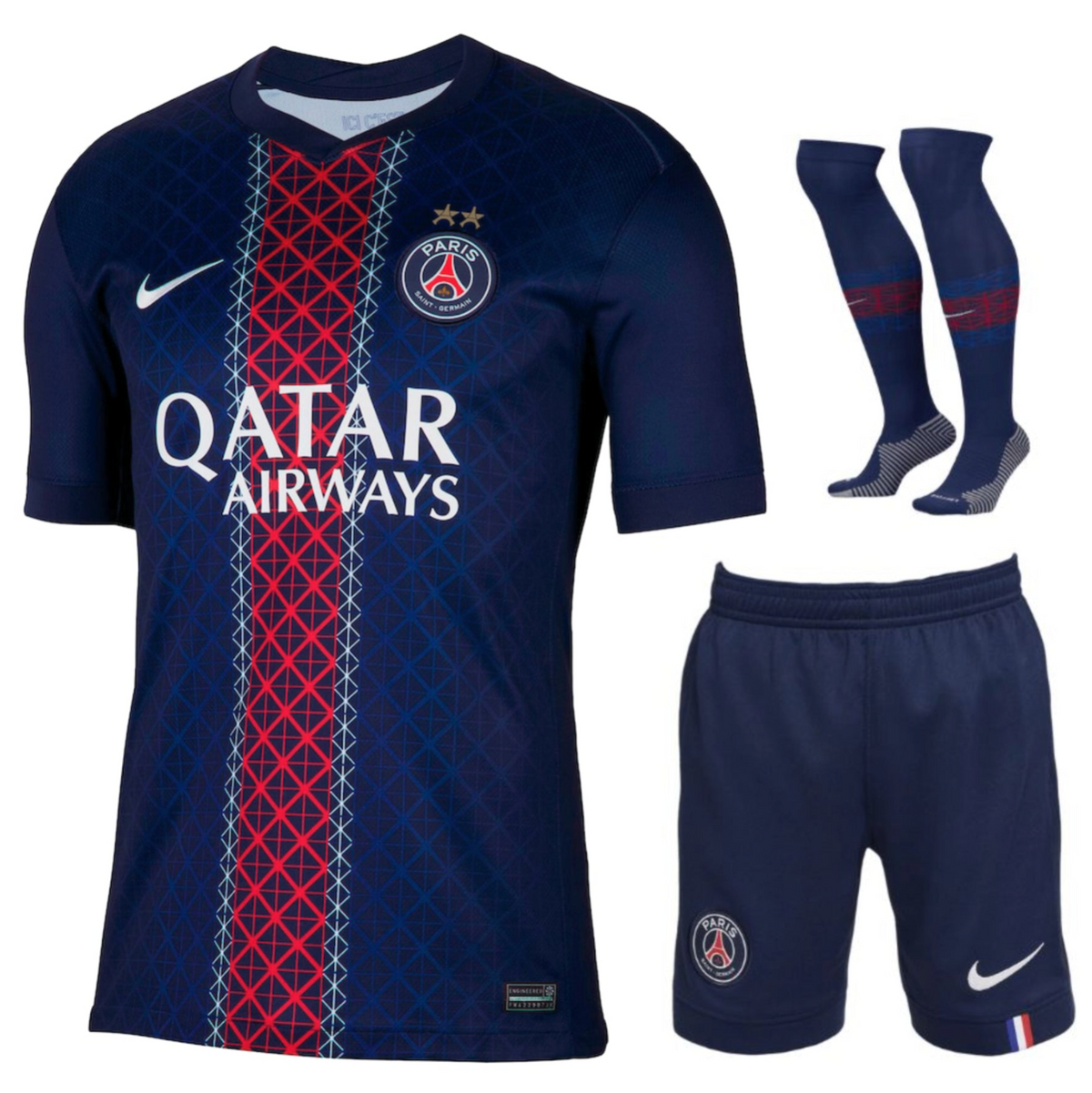Paris Saint-Germain Heimtrikot-Set Herren 2025/26 – 2 Sterne – Doppelsieger-Edition