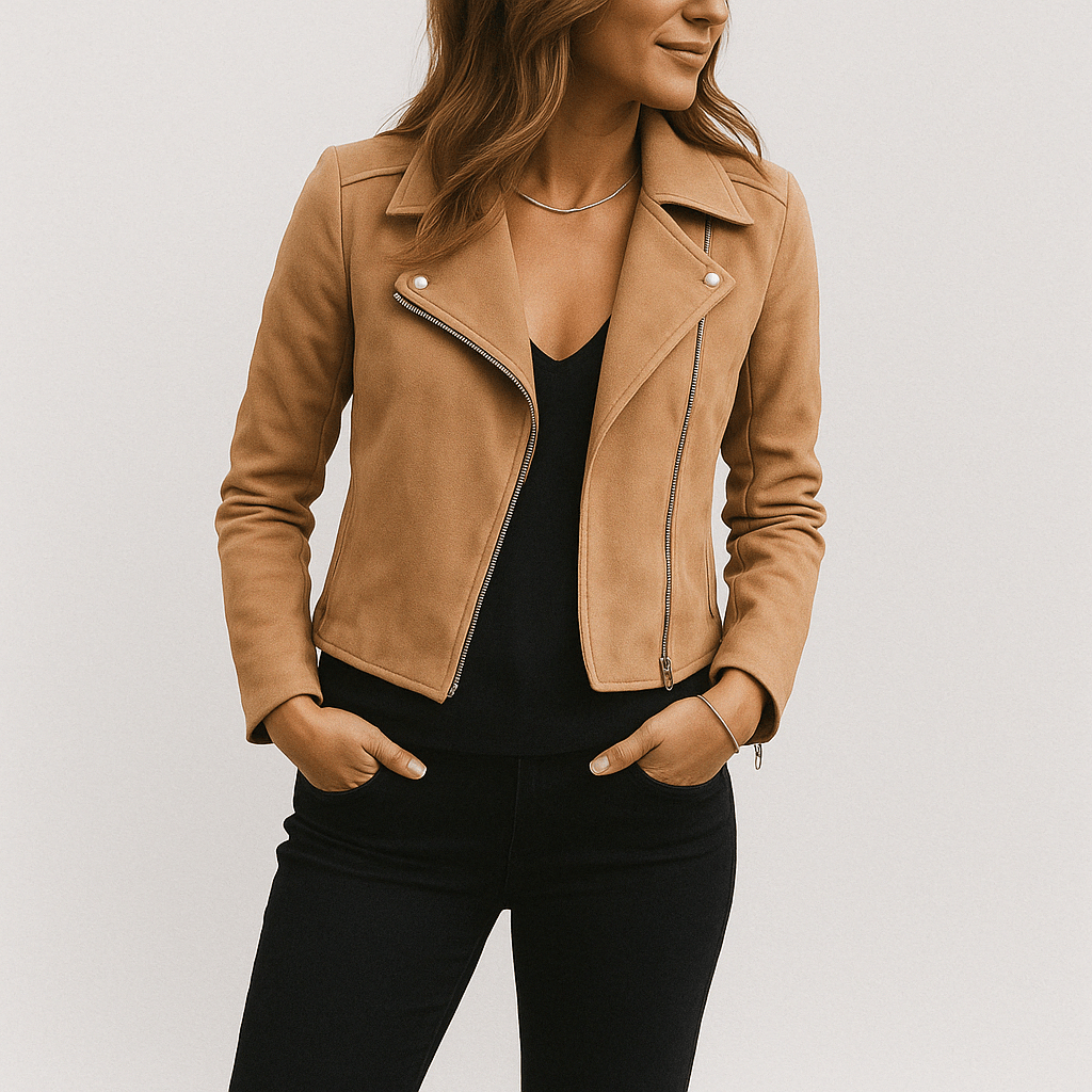 Wildleder-Look Bikerjacke für Frauen | Cool & Elegant