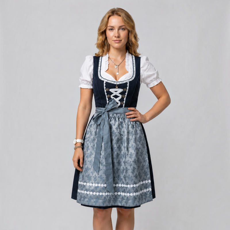 Dirndl-kjole til kvinder i traditionel stil med snørelukning