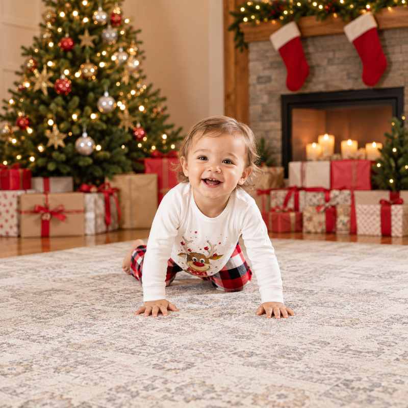 Weihnachtspyjama im Familienlook – Rentiermotiv