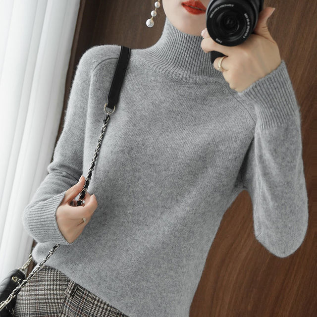 Damen Rollkragenpullover – Warmer Grobstrick für den Winter