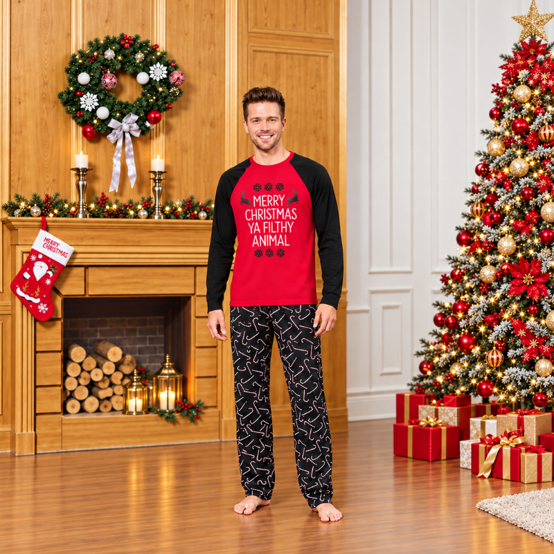 Pyjama de Noël assorti à toute la famille - Message de Noël impertinent