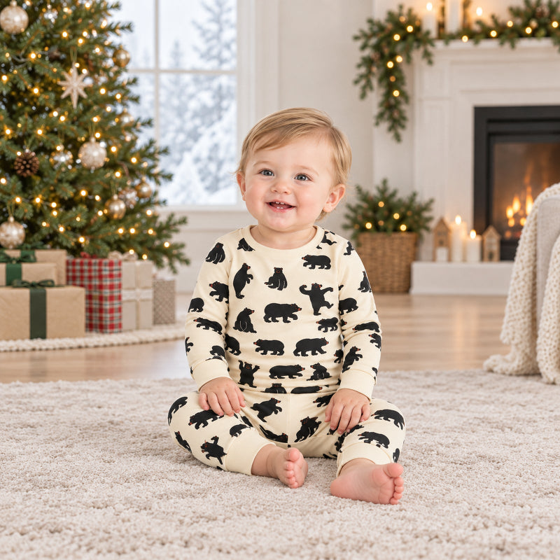 Weihnachtspyjama im Familienlook – Tanzender Bär
