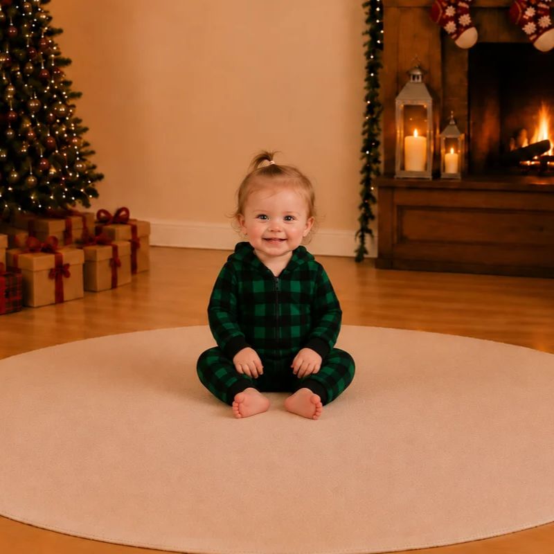 Christmas family-matching onesie - Forest green with hood