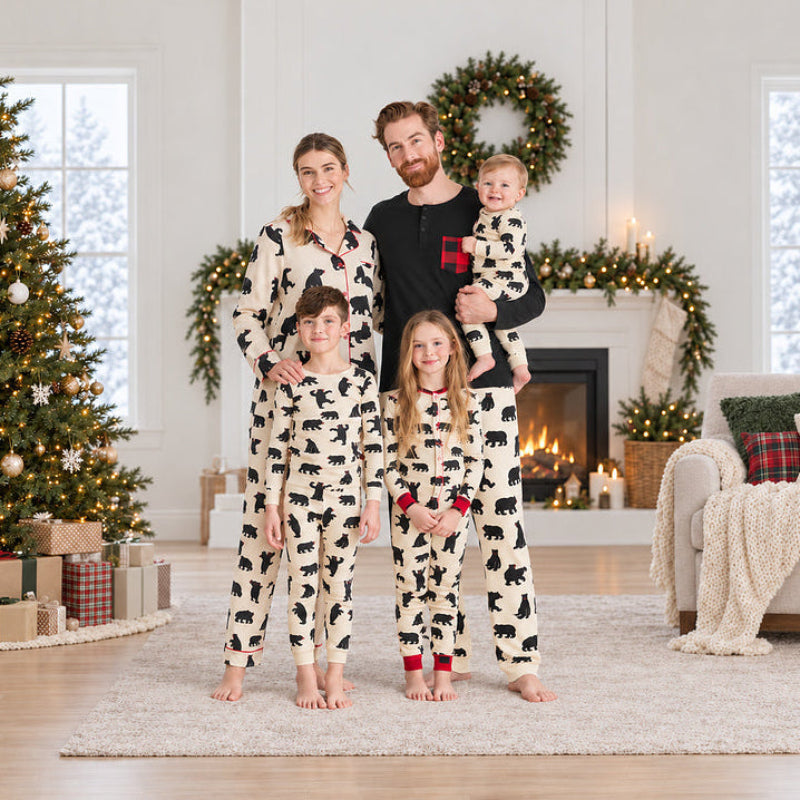 Weihnachtspyjama im Familienlook – Tanzender Bär