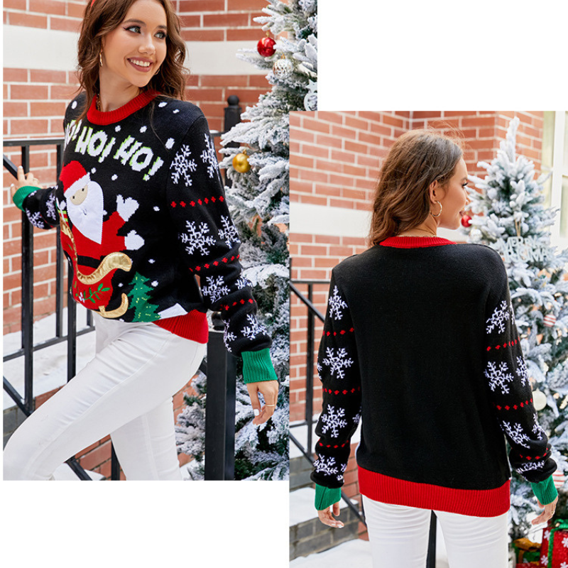 Christmas sweater - Santa Claus in a sleigh