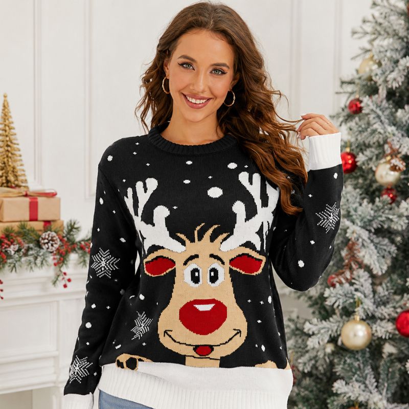 Weihnachtspullover – Rudolph mit roter Nase